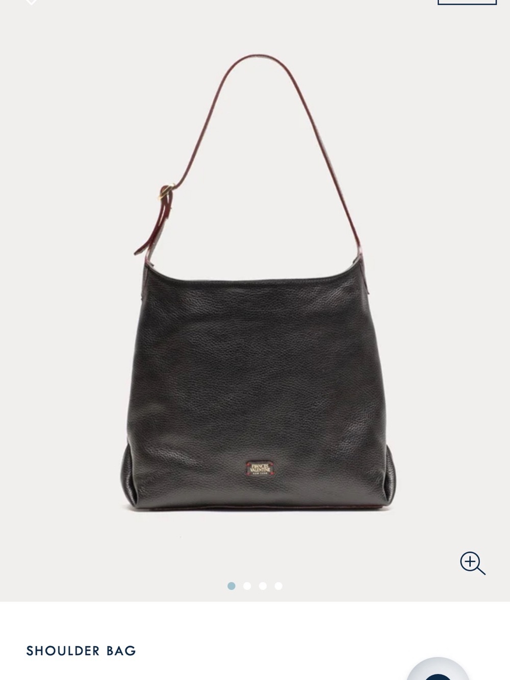 Frances Valentine Black Pebbled Leather Hobo Shoulder Bag with Brown Strap